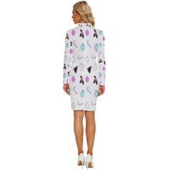 Long Sleeve Shirt Collar Bodycon Dress 