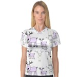 Cute Deers  V-Neck Sport Mesh T-Shirt