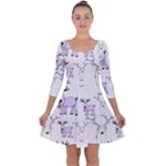 Cute Deers  Quarter Sleeve Skater Dress