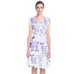 Cute Deers  Short Sleeve Front Wrap Dress
