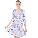 Cute Deers  Quarter Sleeve Front Wrap Dress