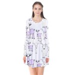 Cute Deers  Long Sleeve V-neck Flare Dress