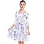 Cute Deers  Quarter Sleeve Waist Band Dress