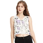 Cute Deers  V-Neck Cropped Tank Top