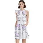Cute Deers  Cocktail Party Halter Sleeveless Dress With Pockets