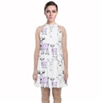 Cute Deers  Velvet Halter Neckline Dress 