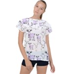 Cute Deers  Ruffle Collar Chiffon Blouse