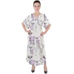 Cute Deers  V-Neck Boho Style Maxi Dress