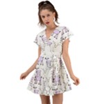 Cute Deers  Flutter Sleeve Wrap Dress