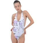 Cute Deers  Backless Halter One Piece Swimsuit