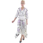 Cute Deers  Quarter Sleeve Wrap Front Maxi Dress
