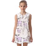 Cute Deers  Kids  Pilgrim Collar Ruffle Hem Dress