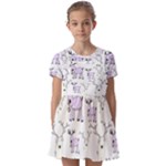 Cute Deers  Kids  Short Sleeve Pinafore Style Dress