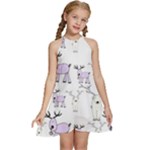 Cute Deers  Kids  Halter Collar Waist Tie Chiffon Dress