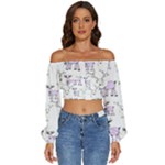 Cute Deers  Long Sleeve Crinkled Weave Crop Top