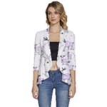 Cute Deers  Women s 3/4 Sleeve Ruffle Edge Open Front Jacket