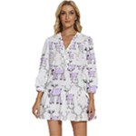 Cute Deers  V-Neck Placket Mini Dress