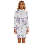 Cute Deers  Long Sleeve Shirt Collar Bodycon Dress