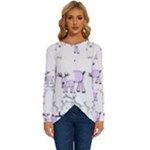 Cute Deers  Long Sleeve Crew Neck Pullover Top