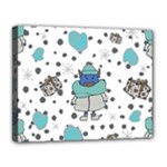 Little Cow Christmas  Canvas 14  x 11  (Stretched)