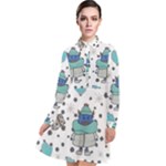 Little Cow Christmas  Long Sleeve Chiffon Shirt Dress