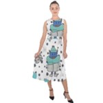 Little Cow Christmas  Midi Tie-Back Chiffon Dress