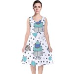 Little Cow Christmas  V-Neck Midi Sleeveless Dress 