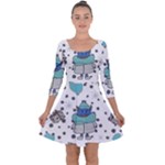 Little Cow Christmas  Quarter Sleeve Skater Dress