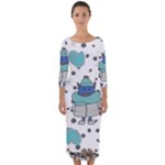 Little Cow Christmas  Quarter Sleeve Midi Bodycon Dress