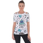 Little Cow Christmas  Shoulder Cut Out Short Sleeve Top
