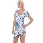 Little Cow Christmas  Short Sleeve Asymmetric Mini Dress