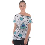 Little Cow Christmas  Off Shoulder Tie-Up T-Shirt