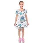 Little Cow Christmas  Kids  Short Sleeve Velvet Dress