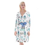 Little Cow Christmas  Long Sleeve Velvet Front Wrap Dress