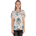 Little Cow Christmas  Women s V-Neck Scrub Top