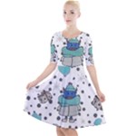 Little Cow Christmas  Quarter Sleeve A-Line Dress