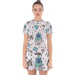 Little Cow Christmas  Drop Hem Mini Chiffon Dress