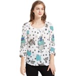 Little Cow Christmas  Chiffon Quarter Sleeve Blouse