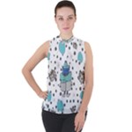 Little Cow Christmas  Mock Neck Chiffon Sleeveless Top