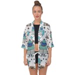 Little Cow Christmas  Open Front Chiffon Kimono