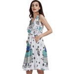 Little Cow Christmas  Sleeveless V-Neck Skater Dress with Pockets