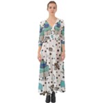 Little Cow Christmas  Button Up Boho Maxi Dress