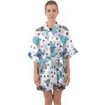 Little Cow Christmas  Half Sleeve Satin Kimono 