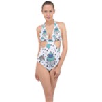 Little Cow Christmas  Halter Front Plunge Swimsuit