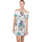 Little Cow Christmas  Off Shoulder Chiffon Dress
