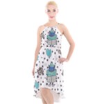 Little Cow Christmas  High-Low Halter Chiffon Dress 