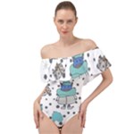 Little Cow Christmas  Off Shoulder Velour Bodysuit 
