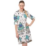 Little Cow Christmas  Long Sleeve Mini Shirt Dress