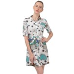 Little Cow Christmas  Belted Shirt Dress