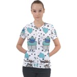 Little Cow Christmas  Short Sleeve Zip Up Jacket